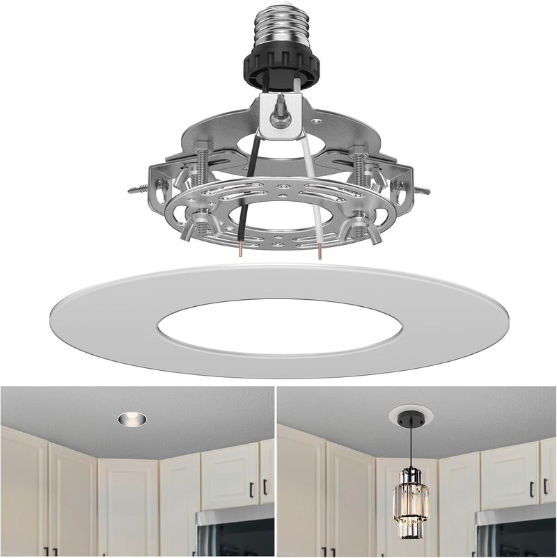 YIIZON Recessed to Pendant Light Converter Kit 5 and 6 inch Can Light Conversion, Includes E26 Socket, Mounting Bracket, Round Ceiling Plate & White Cover - Image 1